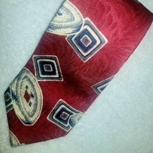 Oscar de la Renta Couture Red/Gold Pattern Tie